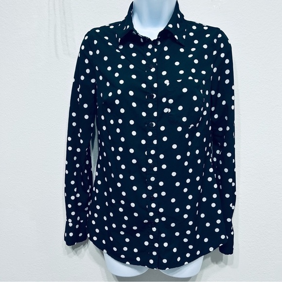 Merona Size XS Polka Dot Button Down Shirt - Picture 1 of 7